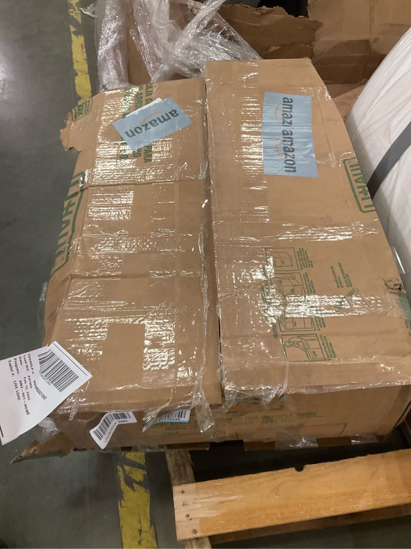 Condition photo showing As Is for Tribesigns Modern Dining Table, 63" Large Kitchen Table for 4-6 People, Unique Rectangular Dinner Table Kitchen & Dining Room Furniture with Faux Marble Tabletop and Geometric Legs White & Gold