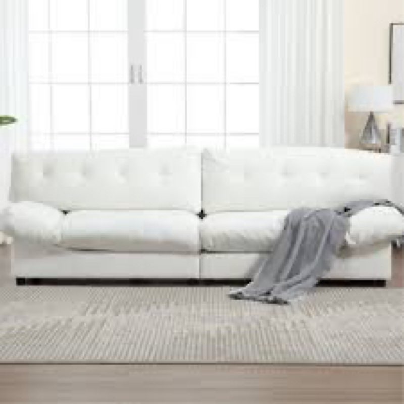 NOT COMPLETE 1 BOX 1 BOX ONLY Cloud Couch Sofa, Teddy Velvet Fabric with Button Tufting