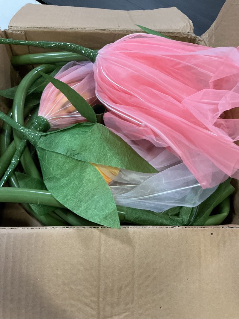 Condition photo showing Good Condition for leinuosen 3 pcs giant flowers for decoration 5.6 ft large organza flowers with stand for spring tea bridal shower wedding birthday party entrance decor corporate event photography booth indoor outdoor multi color classic