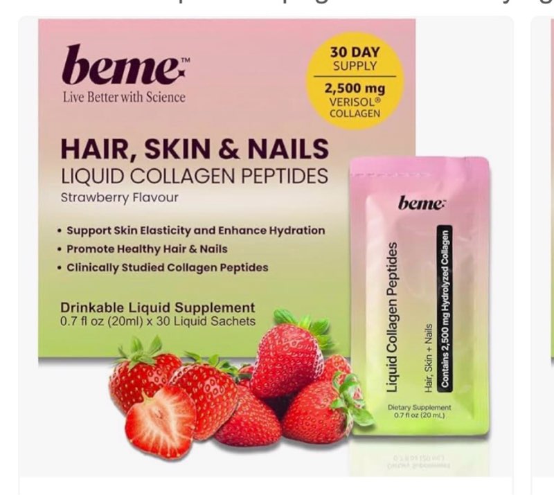 BeMe Liquid Collagen for Women — 2,500mg Hydrolyzed Bovine VERISOL Collagen Peptides Drink — Biotin,