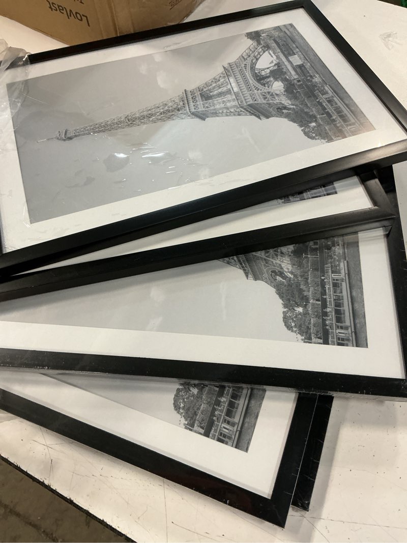 Condition photo showing Good Condition for upsimples 11x17 picture frame set of 5, display pictures 9x15 with mat or 11 x 17 without, wall gallery poster frames, black black 11x17