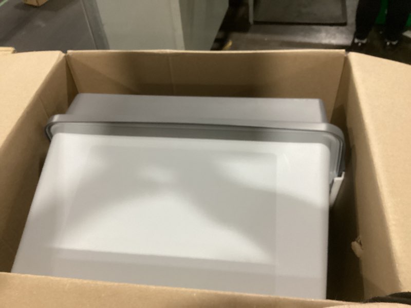 Condition photo showing Good Condition for iris usa elevated dog bowls, 15" h raised bowl for large dogs, airtight pet food storage holds up to 47 lbs, 2 removable 64 oz stainless steel bowls, at home or camping, dark gray large - 15"h w/ 2 bowls dark gray