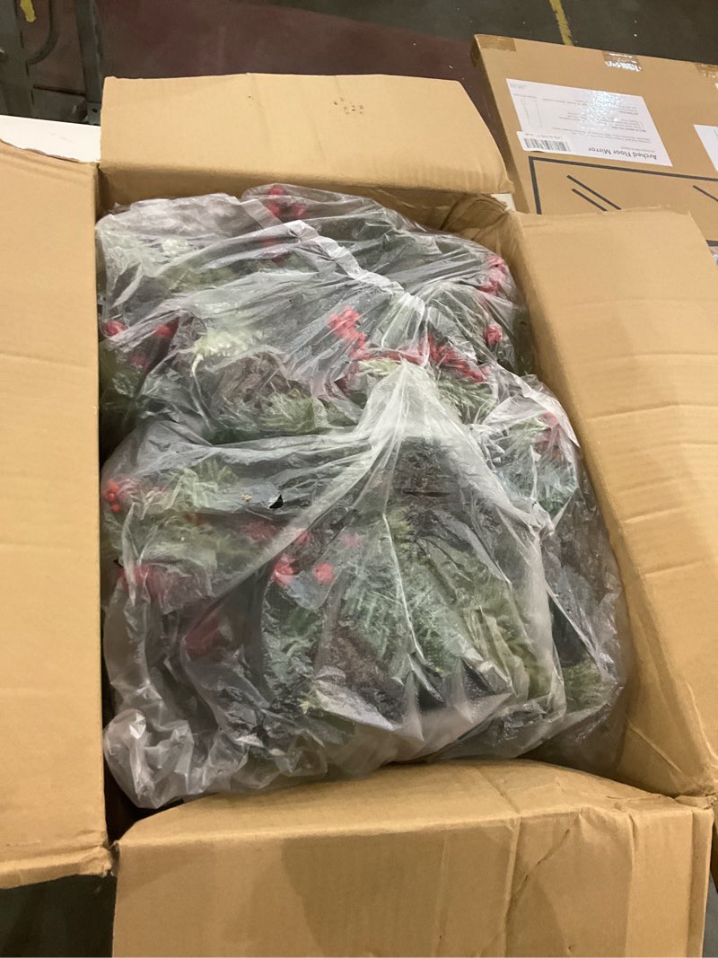 Condition photo showing New/Like New for Liliful 2 Sets Lighted Artificial Christmas Urn Filler 18 Inch, Battery Operated Pre Lit Artificial Christmas Tree Outdoor Light up Planter Filler Lighted Xmas Trees with LED Lights Timer (Multicolor) 2 Multicolor