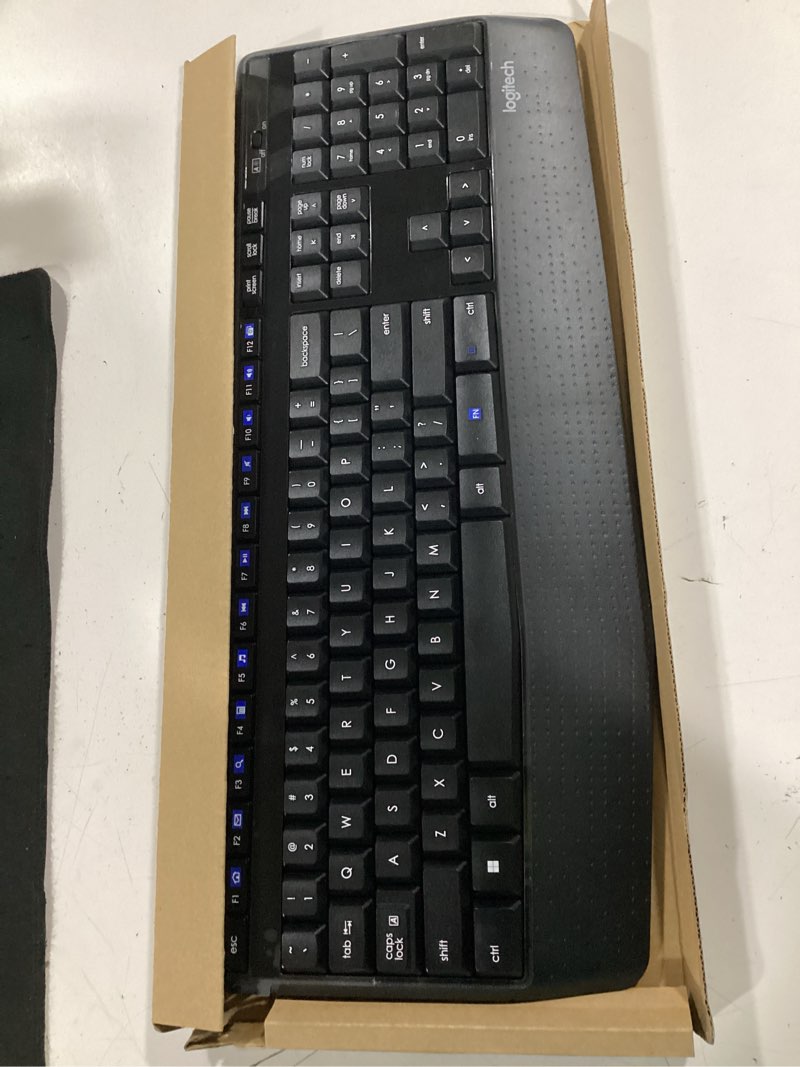 Condition photo showing As Is for logitech k345 wireless keyboard - full-sized keyboard with palm rest, 2.4 ghz wireless usb receiver - for pc, laptop keyboard 1 pack