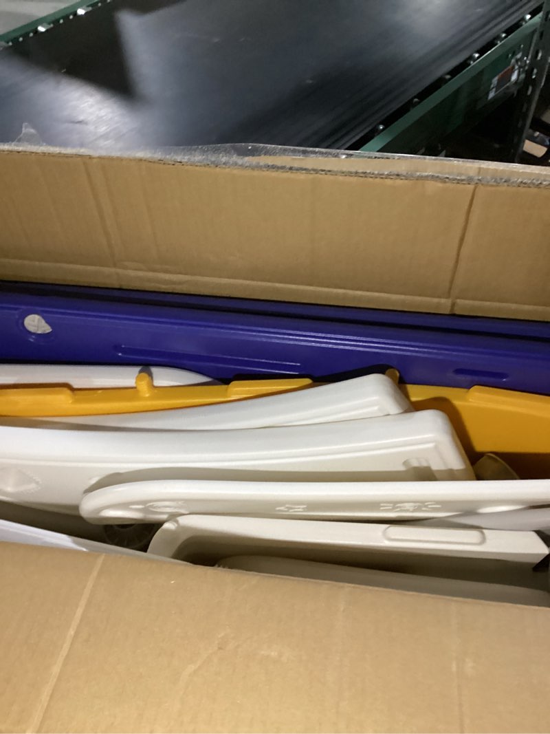 Condition photo showing Good Condition for 6 in 1 Toddler Playset with Slide,Toddler Slide,Slide for Kids with Basketball Hoop,Ball,Ring Toss,Kids Slide Toddler Playground Toddler Slide Indoor Outdoor Toys Blue Yellow