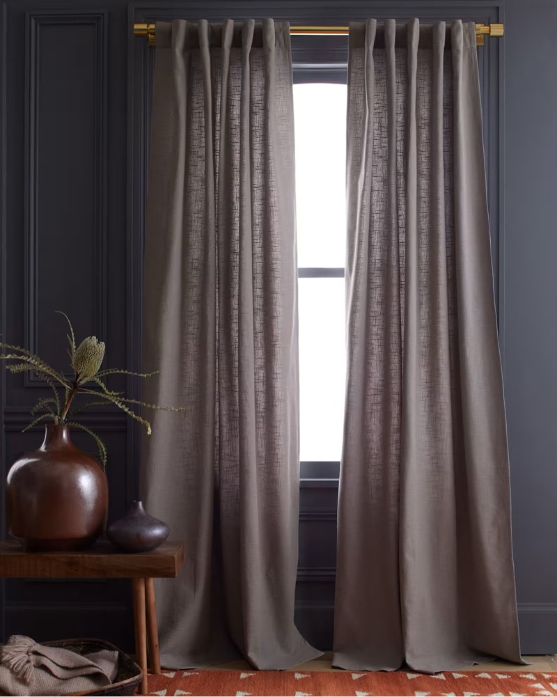 cotton slub curtain - single panel grey 48in x 84in
