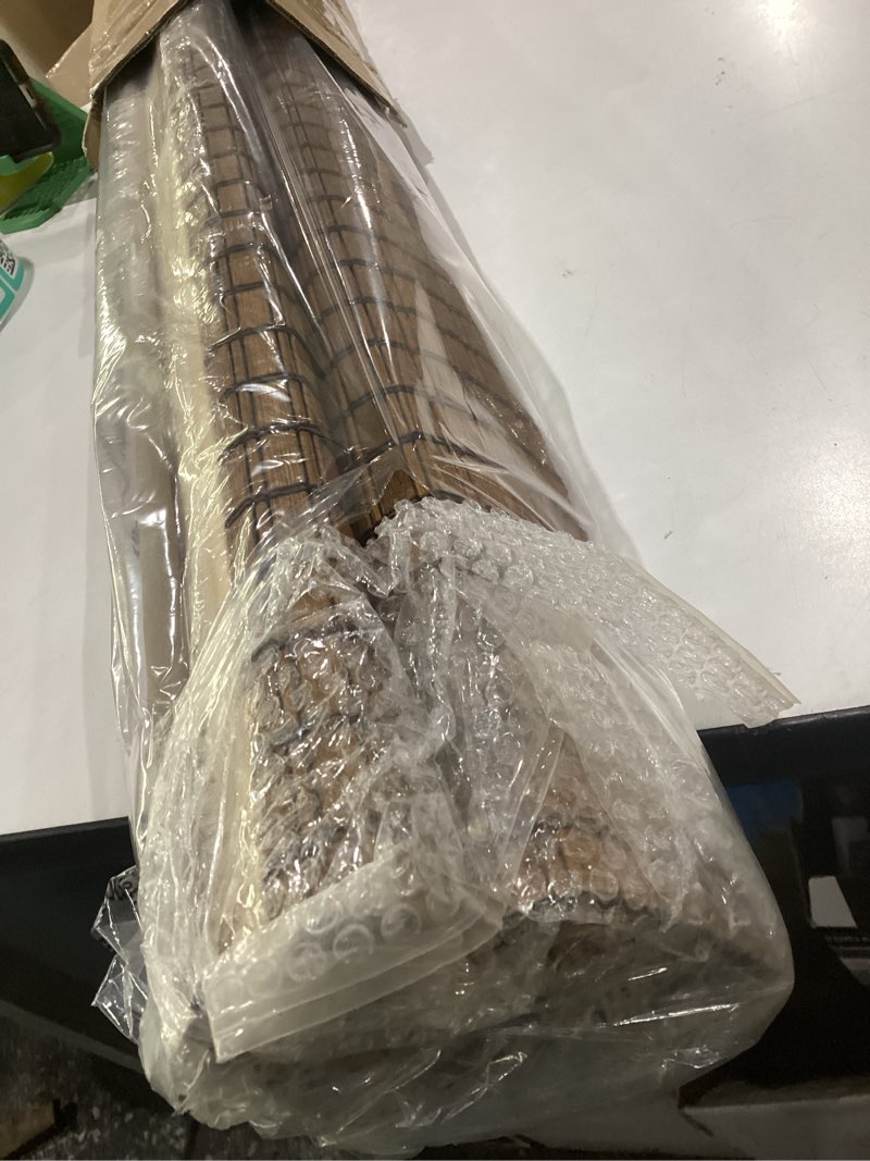 Condition photo showing New/Like New for lazblinds cordless blackout bamboo roman shades, room darkening blinds for interior windows, thermal insulated roll up bamboo blinds for home & patio, 20" w x 64" h, penang teak blackout - penang teak 20" w x 64" h