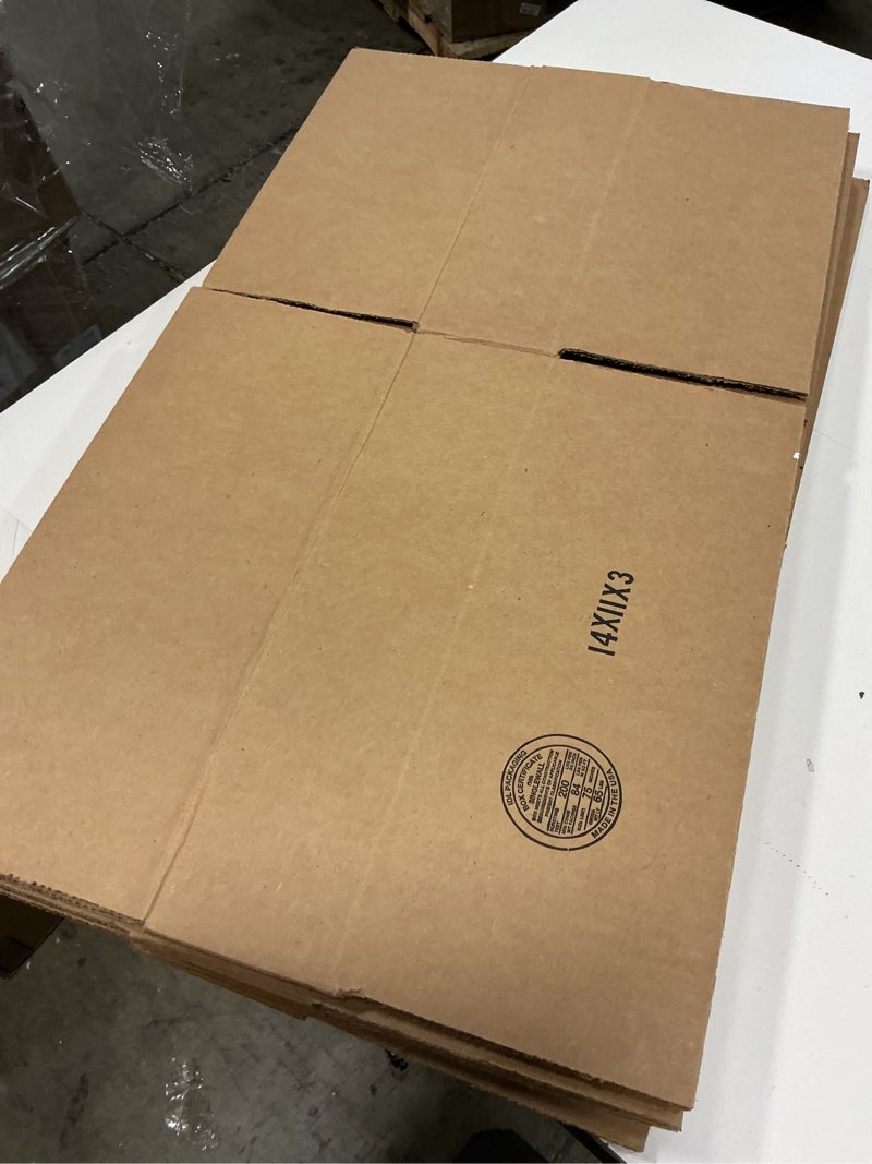 Condition photo showing Good Condition for AVIDITI Shipping Boxes Flat 14\"L x 11\"W x 3\"H, 25-Pack | Corrugated Cardboard Box for Packing, Moving and Storage 5 Pack