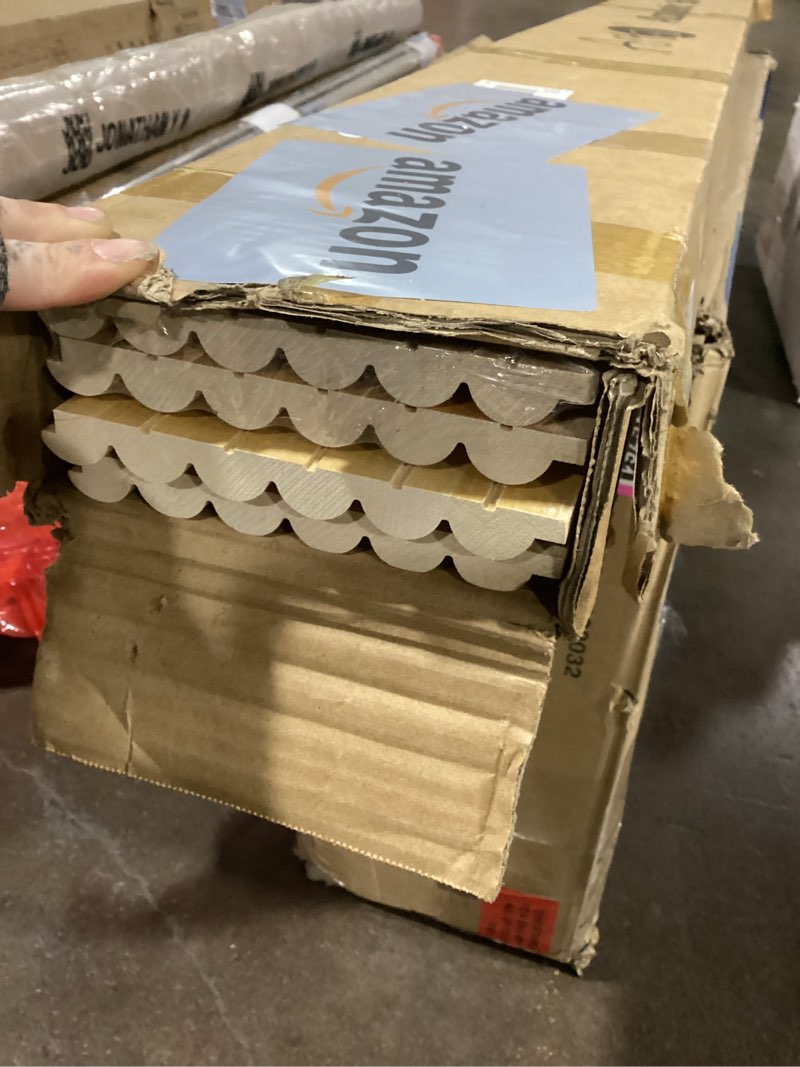 Condition photo showing Good Condition for Art3d 4 Pc 96"x5.7" Wood Slat Wall Panel for Interior, Ceiling and Decoration, Semi-Cylinder Design, 15.2 SqFt 96 x 5.7 Inch Natural Wood-Semi-Cylinder