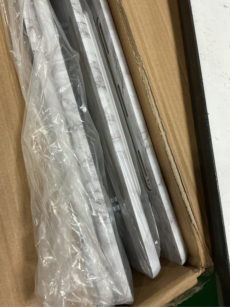 Condition photo showing Good Condition for tv tray table,folding table with cup holder portable,foldable snack tray for eating,small folding tables set of 4,dinner tables for couch, living room,small space (white marble,4pcs) white marble 4pcs