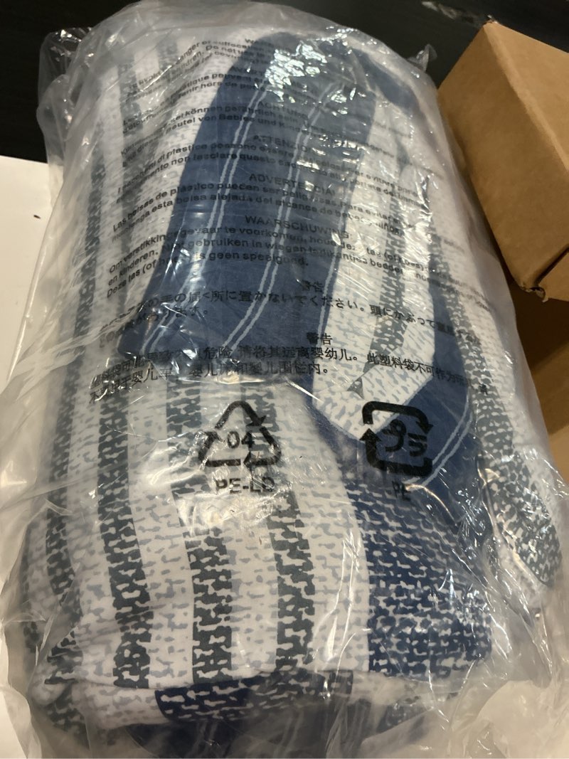 Condition photo showing Good Condition for bedsure twin xl comforter set 5 pieces, blue striped bedding set for all seasons, reversible, cationic dyeing bed in a bag with comforter, sheets, pillowcase & sham 05 - navy twin xl