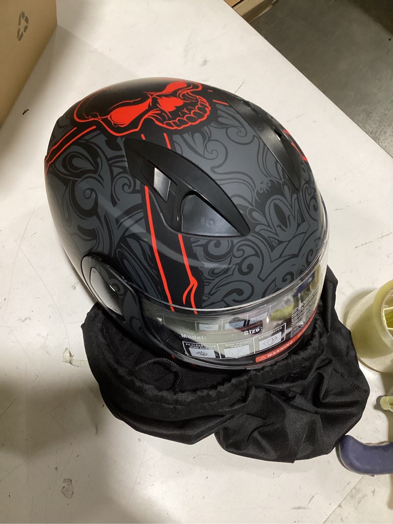 Condition photo showing Good Condition for kypara motorcycle dual visor flip up modular full face helmet with dot certification of impressionism medium black pocker
