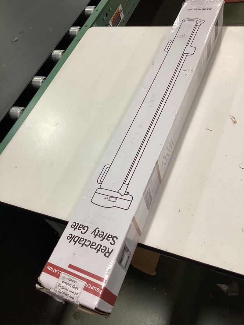 Condition photo showing New/Like New for 33" Tall Baby Gate for Doorway Retractable Mesh Gates for Kids or Pets Anti-Climb 100" Wide Baby Gates for Large Openings Scratch-Resistant Retractable 8.3ft Extra Wide Outdoor Dog Gate Indoor, White White 33" Tall x 100" Wide