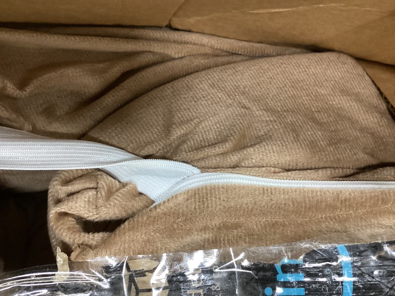 Condition photo showing As Is for HOMBYS Foam Recliner Chair Cushions for Elderly, 4" Thick Chair Pads with Back Support for Office, Non-Slip Medium Firm Seat Cushion with Lumbar Pillow (Brown, 21.5" Backrest) 20"x20" Seat + 21.5" Backrest Brown