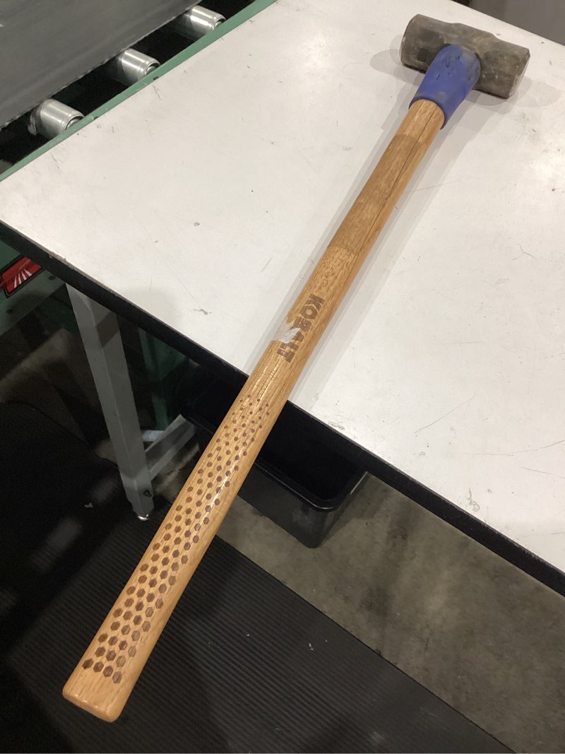 Condition photo showing As Is for kobalt black 8 -lb steel head wood handle engineering sledge hammer