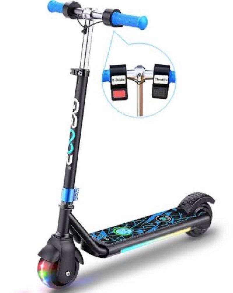 HOVERMAX Kids Electric Scooter - Ages 6-12, 10mph, 9.3mi Range w/ 7-Color Lights & 7" Tires