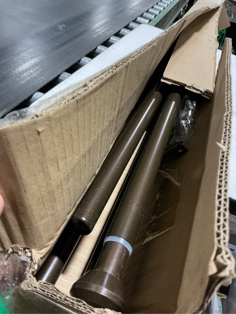 Condition photo showing As Is for 2 pack telescoping curtain rods, 1inch diameter drapery rods 72-144inch length adjustable rod with brackets window treatment-dark bronze dark bronze 72-144"