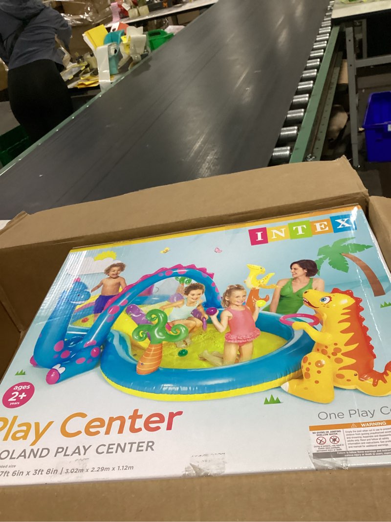 Condition photo showing New/Like New for intex 11' x 7.5' x 44" dinoland play center kiddie inflatable outdoor swimming pool multicolor 119" x 90" x 44"
