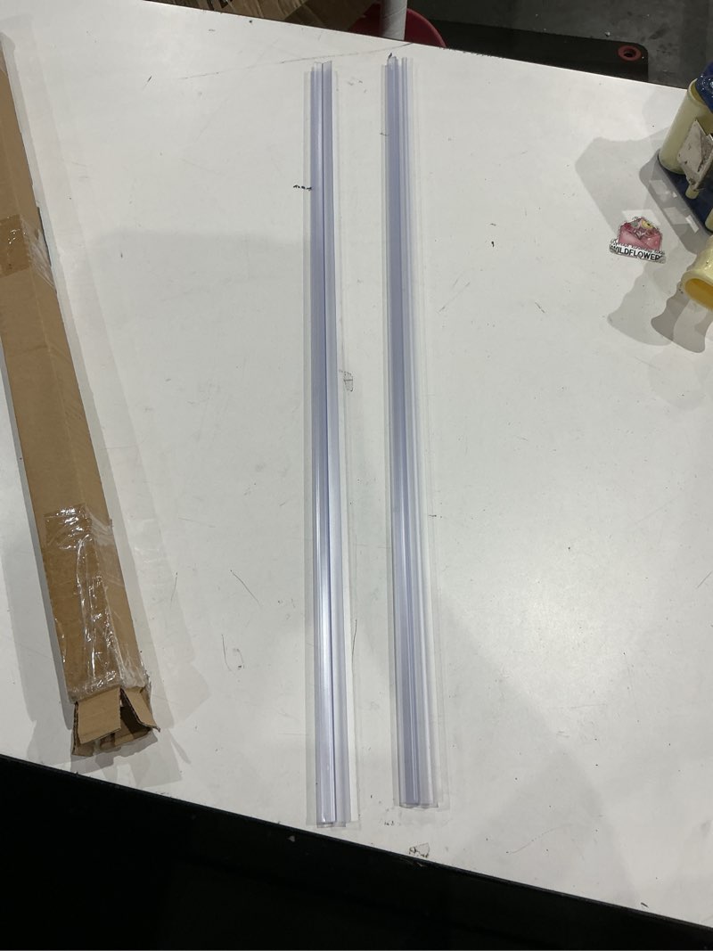Condition photo showing Good Condition for lineshading 2 pcs glass shower door seal strip with drip rail for 1/4"(6mm) glass, length 27.5"/0.7m, frameless glassdoor sweep stop shower leaking