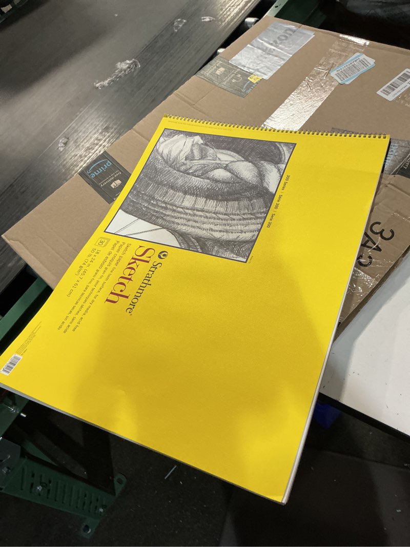 Condition photo showing As Is for Strathmore 300 Series Sketch Pad, 18x24 inch, 30 Sheets, Side Wire - Artist Sketchbook for Drawing, Illustration, Art Class Students 18x24 inch Pad