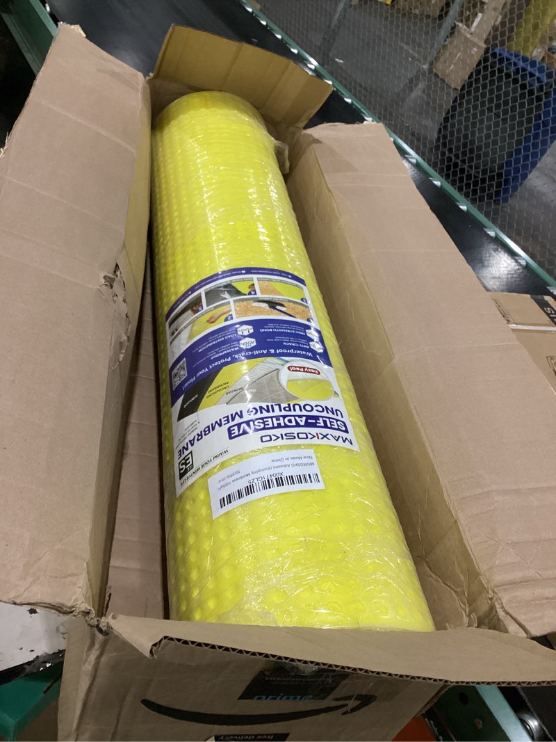 Condition photo showing Good Condition for maxkosko 108 sq ft self adhesive tile uncoupling membrane waterproofing mat | 1/8"(3mm) thickness waterproofing mat, peel stick tile underlayment, anti fracture protection 108 sq ft (3.3 ft x 33 ft)