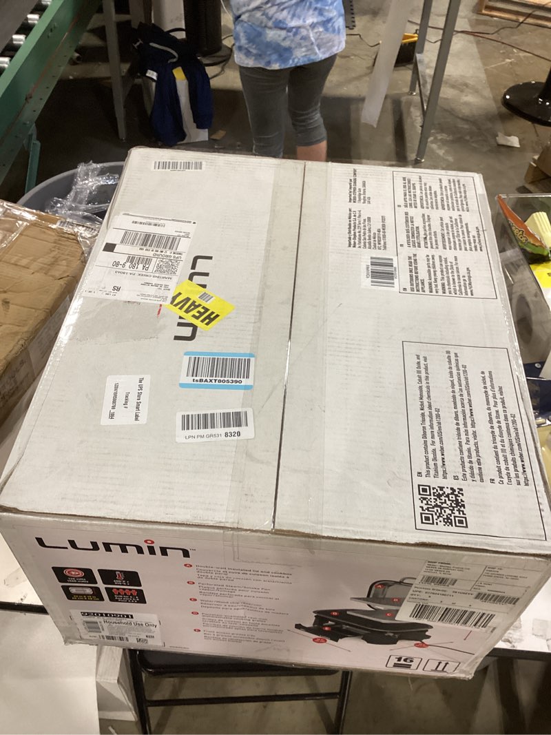 Condition photo showing New/Like New for weber lumin portable electric grill, black – high?heat outdoor bbq reaching 600°f for searing, smoking, steaming & warming – ideal for samll spaces & travel no stand standard black