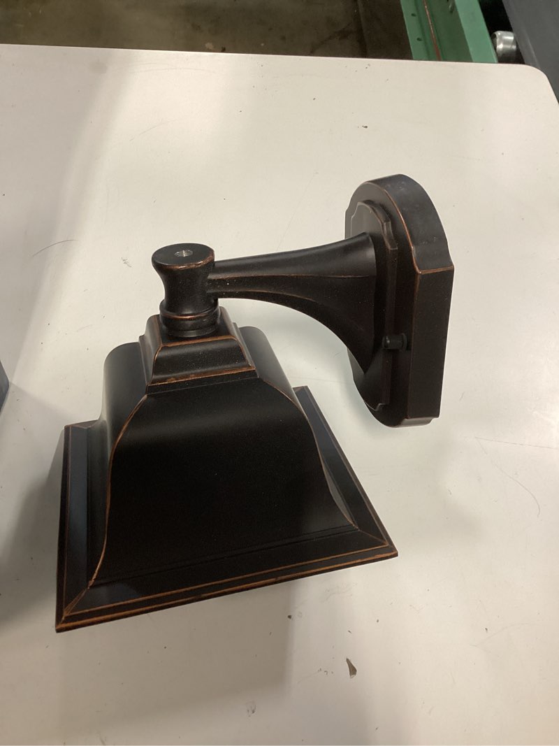 Condition photo showing As Is for portfolio litshire 15.62-in h oil-rubbed bronze medium base (e-26) outdoor wall light