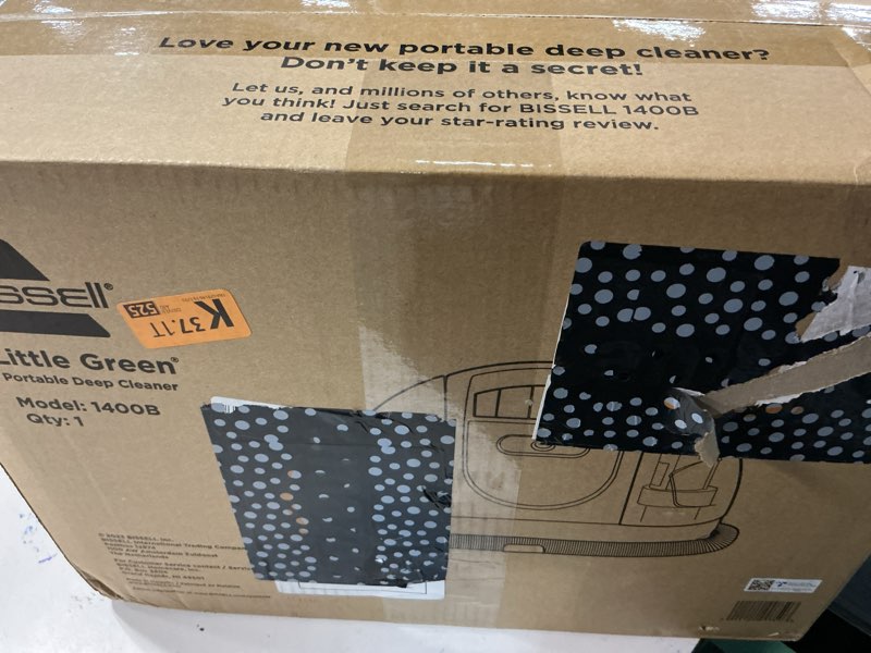 Condition photo showing New/Like New for bissell little green multi-purpose portable carpet and upholstery cleaner, car and auto detailer, with exclusive specialty tools, green, 1400b