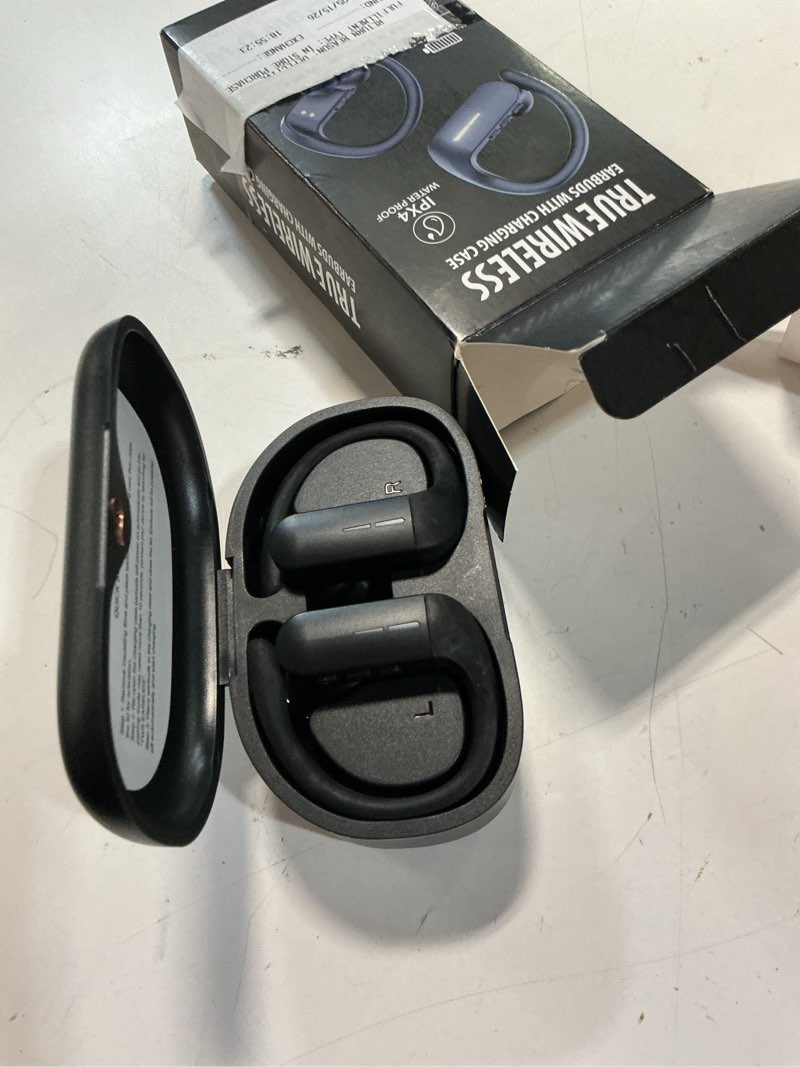 Condition photo showing Good Condition for sport wireless earbuds bluetooth 5.3, headphones built-in mic in ear sports headset with earhooks charging case for sports ,running, gym, exercise