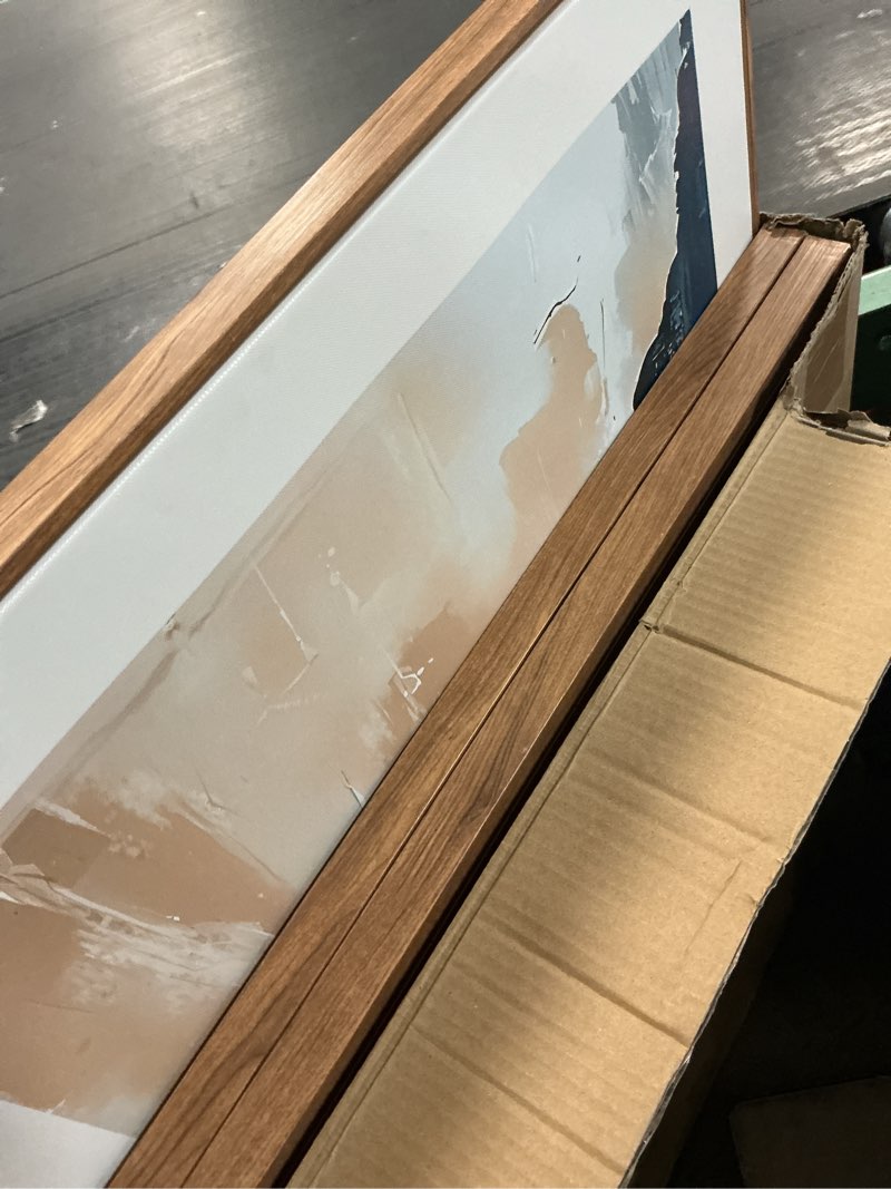 Condition photo showing Good Condition for Large Abstract Brush Strokes Framed Canvas Wall Art,Neutral Navy Blue Wall Decor,Modern Pastel Wall Painting,Grey White Toned Artwork for Living Room,Bedroom,Dining Room,Office -24"x36"x3 Abstract Brush Stroke Wall Art 36"L x 24"W