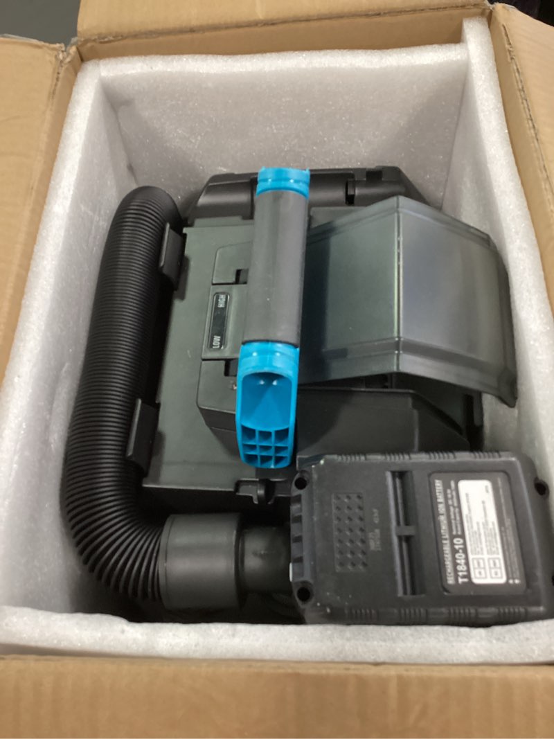 Condition photo showing As Is for Seesii Cordless Shop Vac Wet and Dry, 2.6 Gallon Small Shop Vac with Accessory Storage Holder, 2 x 4.0Ah Batteries, 3-in-1 Wet Dry Vacuum with HEPA Filter, Strap, Ideal for Garage, Car, Workshop Blue