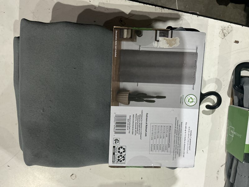 Condition photo showing As Is for mainstays blackout grommet single curtain panel, 1 panel, gray, 40"w x 84"l