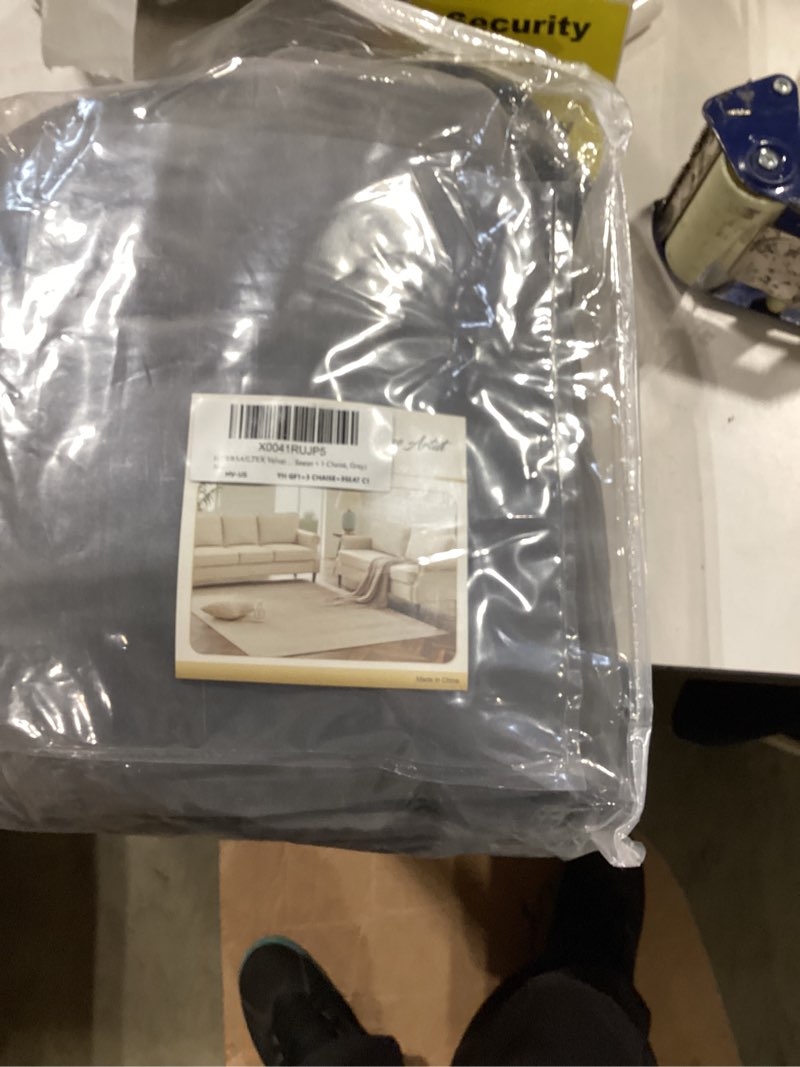 Condition photo showing Good Condition for h.versailtex velvet stretch sectional sofa covers - 4 piece seat cushions for l shape sectional couch (large 3 seater + 1 chaise, grey) grey 3 seater + chaise