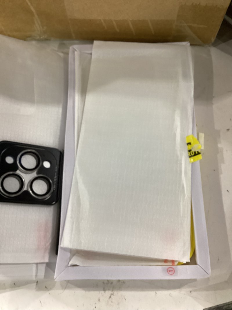 Condition photo showing As Is for missing camra pieces fotbor compatible for 3 pack iphone 17 pro max screen protector with 1 set camera lens protector, 2025 upgrade 9h+ premium tempered glass 17 promax, easy installation kits, 6.9 inch transparent iphone 17 pro max-6.9 inch