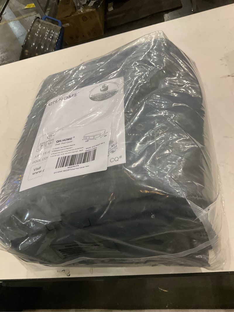 Condition photo showing New/Like New for QH.HOME 16x32 Ft Oval Pool Cover for Steel Wall Oval Pool, [Excellent Windproof ] with Adjustable Buckle Straps & Drawstring Hem. [Durable, Tear Resistant] 16x32FT-(Steel Wall Oval Pool)