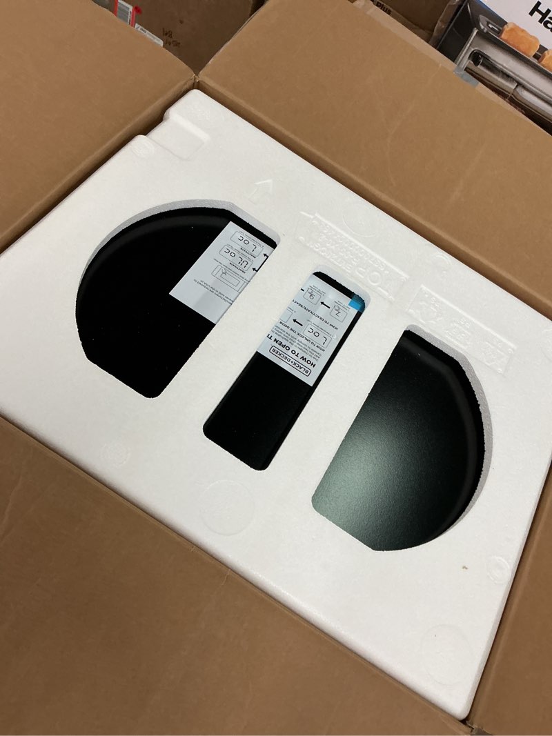 Condition photo showing As Is for BLACK+DECKER EM720CB7 Digital Microwave Oven with Turntable Push-Button Door, Child Safety Lock, 700W, Stainless Steel, 0.7 Cu.ft 0.7 cu. ft.