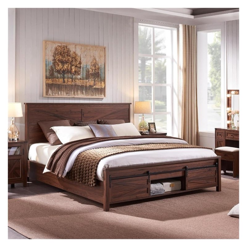 *incomplete* DUORUIMI Farmhouse Wood Bed Frame 