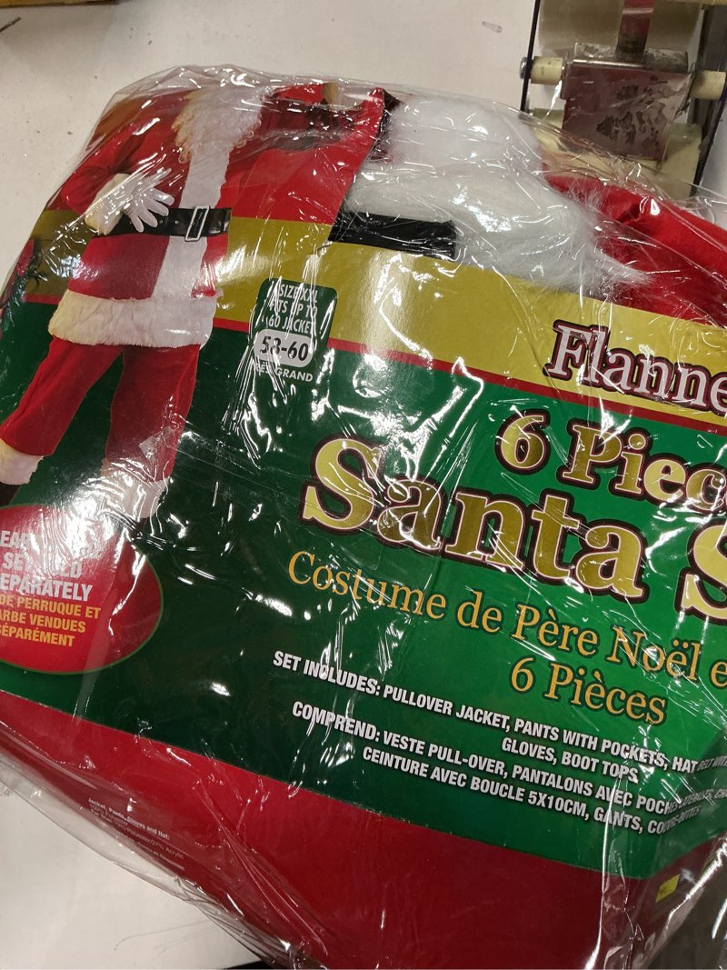 Condition photo showing New/Like New for Rubie's Bright Red Flannel Santa Suit with Gloves XX-Large