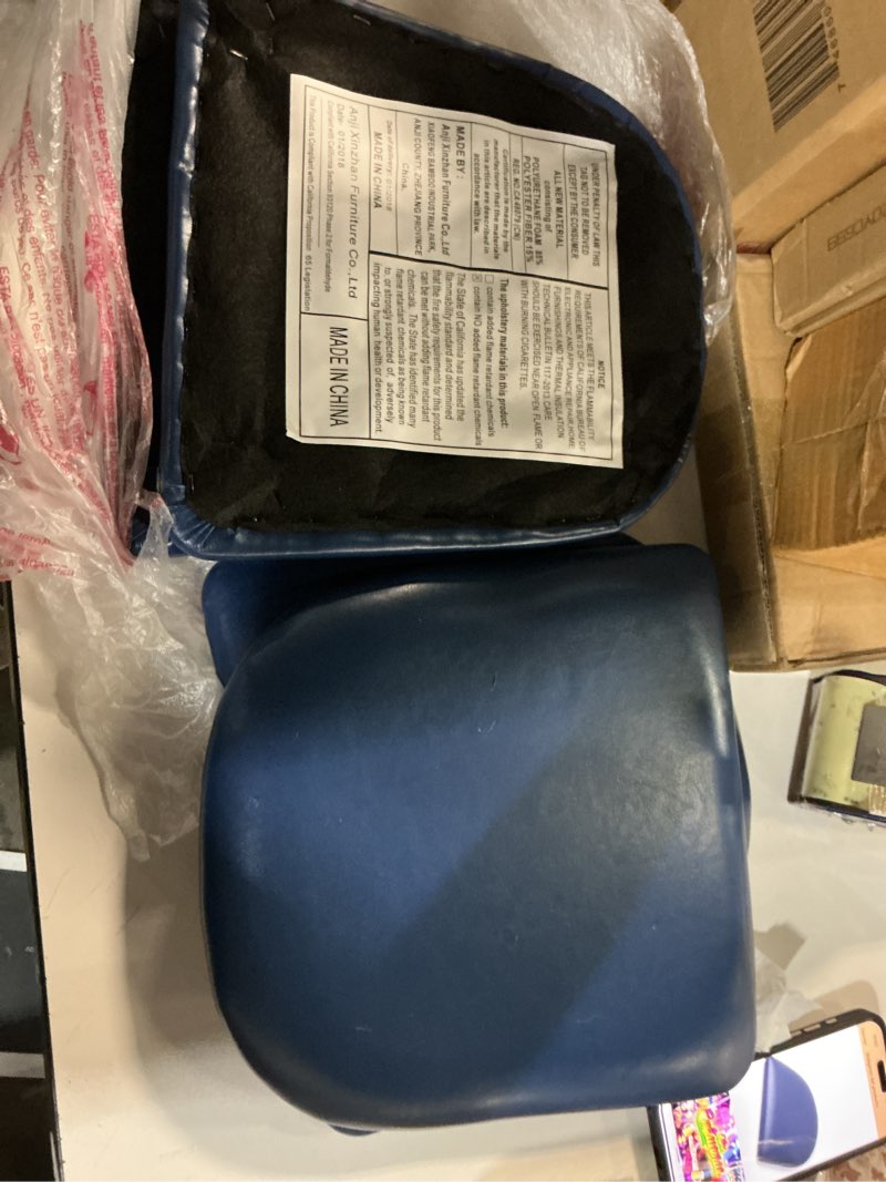 Condition photo showing Good Condition for 4 pack lancaster table & seating 2 1/2\\\" navy vinyl seat for wood frame chairs and bar stools