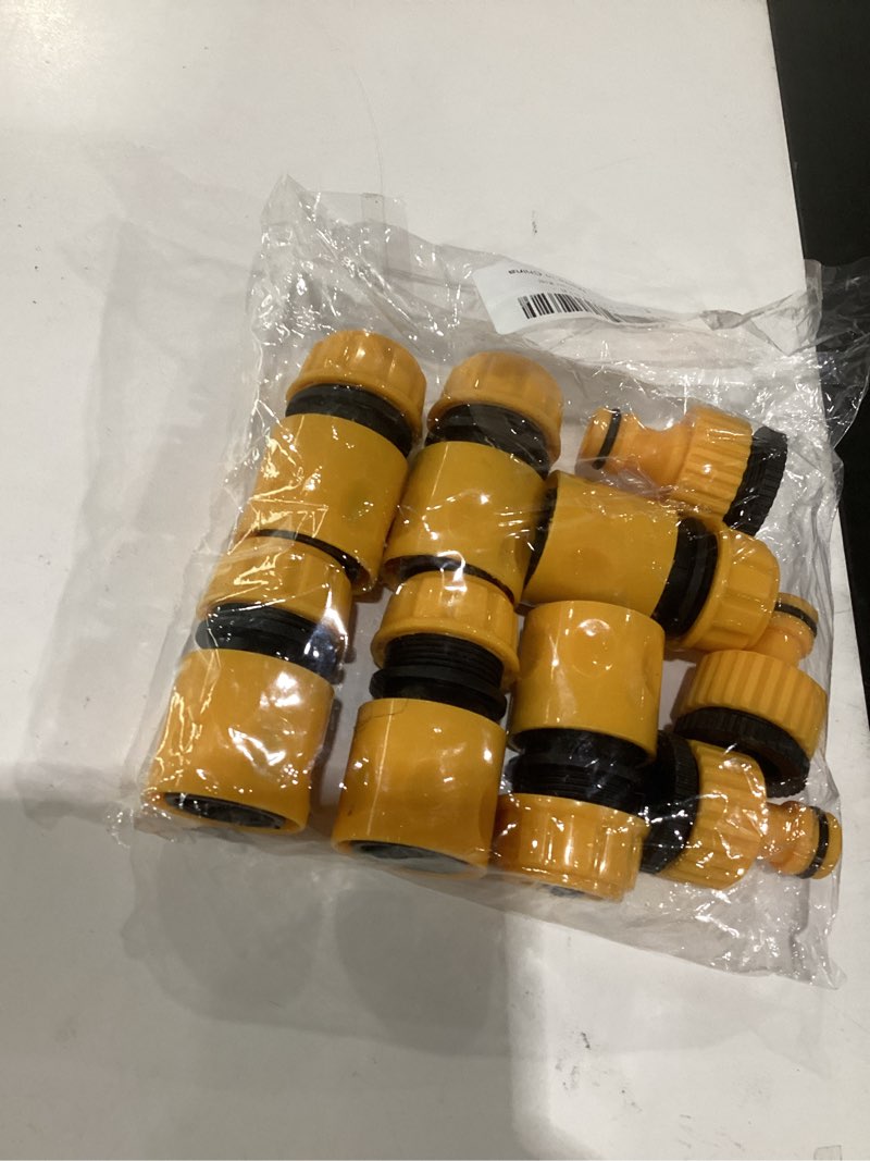 Condition photo showing Good Condition for garden hose quick connect fittings, 9pcs quick connect hose fittings 1/2 & 3/4 inch plastic hose adapter for bathroom garden (quick connect hose fittings)