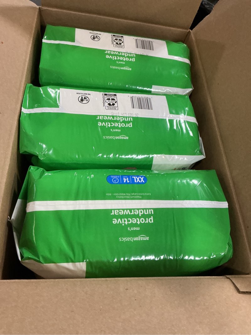 Condition photo showing New/Like New for amazon basics maximum absorbency incontinence underwear for men with leak protection, bladder leak control, 2x-large, 42 count (3 packs of 14) 2x-large 42.0