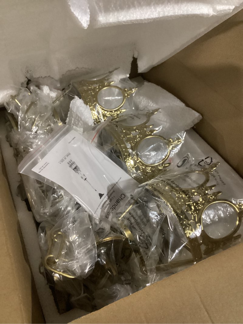 Condition photo showing Good Condition for Modern Crystal Chandelier, Gold Elegant Crystal Ceiling Light for Dinning Living Room Bedroom Hallway (3 Pack) 3Pack