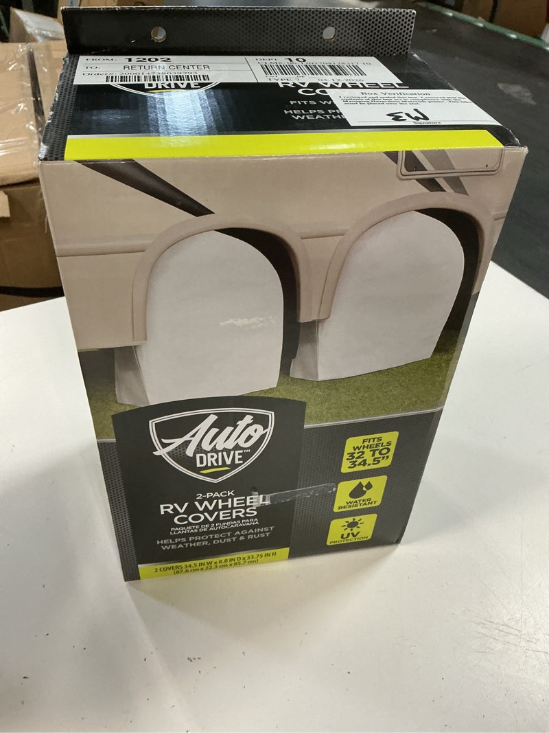 Condition photo showing New/Like New for smart design rv wheel covers - model 4 - protects against rust & outside storage damage - trailer, semi trucks, travel, & large vehicle tires (2-pack) (fits 32-34.5" diameter wheels) [white w/ felt]