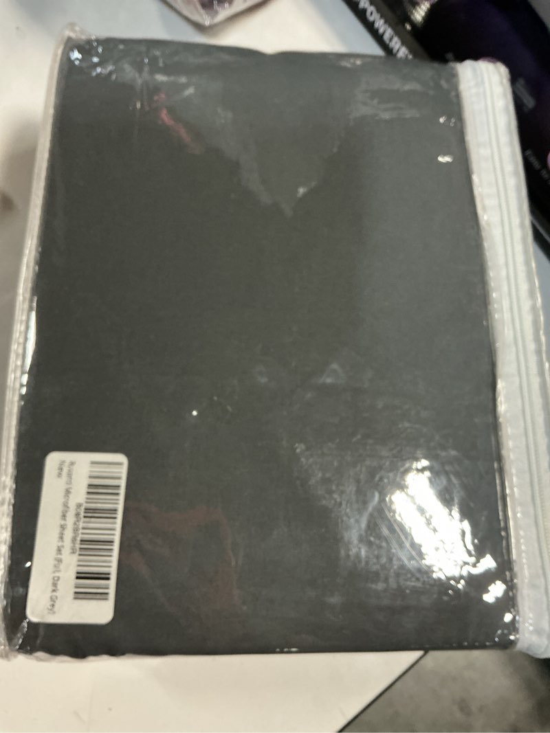Condition photo showing New/Like New for RUVANTI Full Size Sheets Set, Brushed Microfiber Sheets 4 Pieces (1 Fitted Sheet, 1 Flat Sheet, 2 Pillowcases), with 15-inch Deep Pockets, Lightweight & Compfy Premium Hotel Bedding, Dark Grey Dark Grey Full