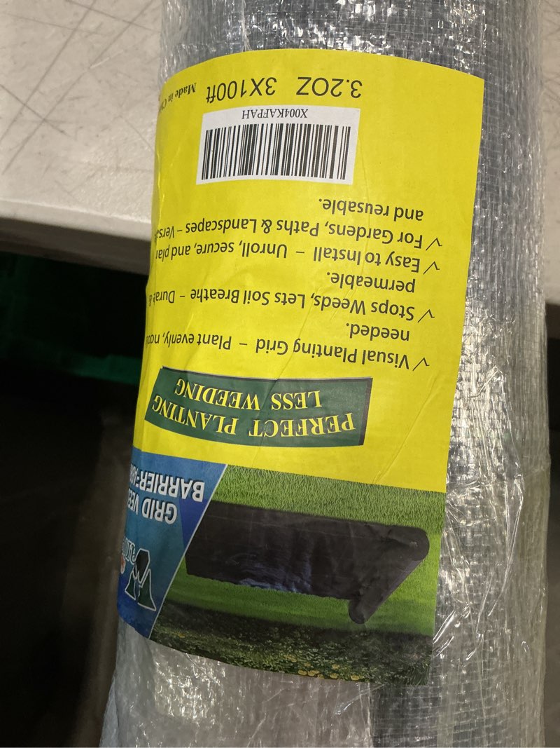 Condition photo showing New/Like New for 3ft x100ft landscape fabric -heavy duty weed barrier fabric for landscaping, weed blocker cloth,geotextile fabric for garden, driveway & ground cover, garden weed mats,grid design 3ft x 100ft
