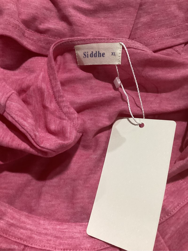 Condition photo showing Good Condition for Siddhe Plus Size Tops for Women 3/4 Rolled Sleeve Tunics Square Neck Top Casual Loose Fit Shirt Blouses 37-pink X-Large