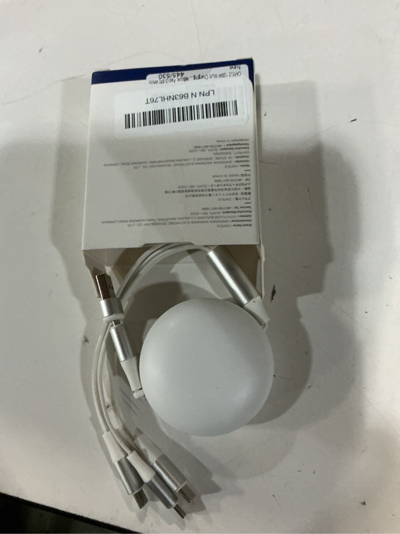 Condition photo showing Good Condition for cafele 100w multi charging cable, 6-in-1 retractable usb c/a cable, 5a fast charger cord for multiple devices with type c/l/micro ports for phone 17 16 15 14 pro max, s24/s23, mbook, pad (4.3ft) white