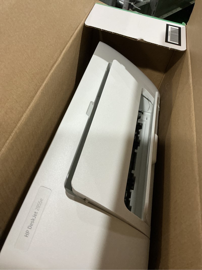 Condition photo showing As Is for hp deskjet 2855e wireless all-in-one color inkjet printer, scanner, copier, best-for-home, 3 month instant ink trial included. this printer is only 2.4 ghz capable. (588s5a)