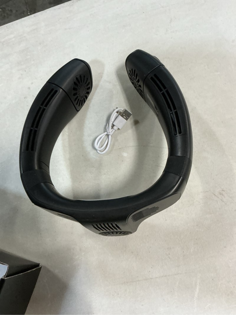 Condition photo showing Good Condition for neck air conditioner fans that blow cold air, 6000 mah battery operated wearable cooling device fan, bladeless, rechargeable fan, black