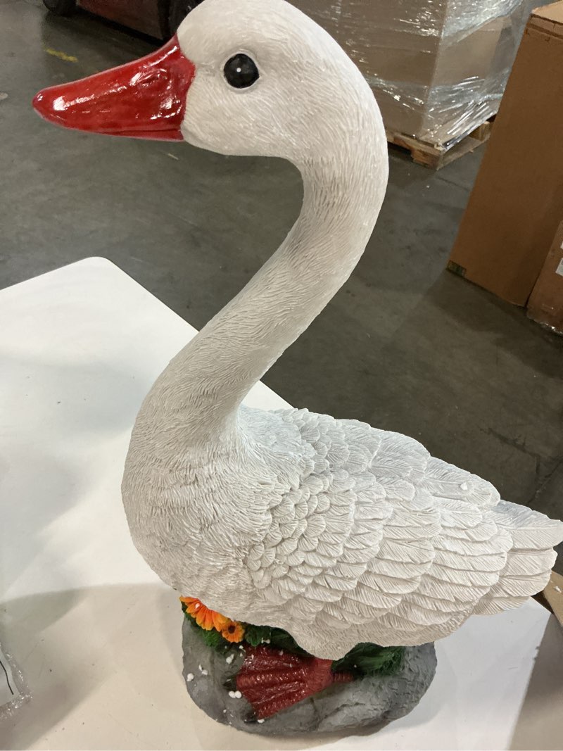 Condition photo showing New/Like New for joyful porch goose statue cygnus, big resin garden lawn yard décor, sculpture, 20 inches high figurine, duck, indoor and outdoor, by ggtown tm cygnus - big (20")
